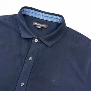 Michael Kors MK Short Sleeve Button Up Shirt Mens Size XL Navy Blue Casual
